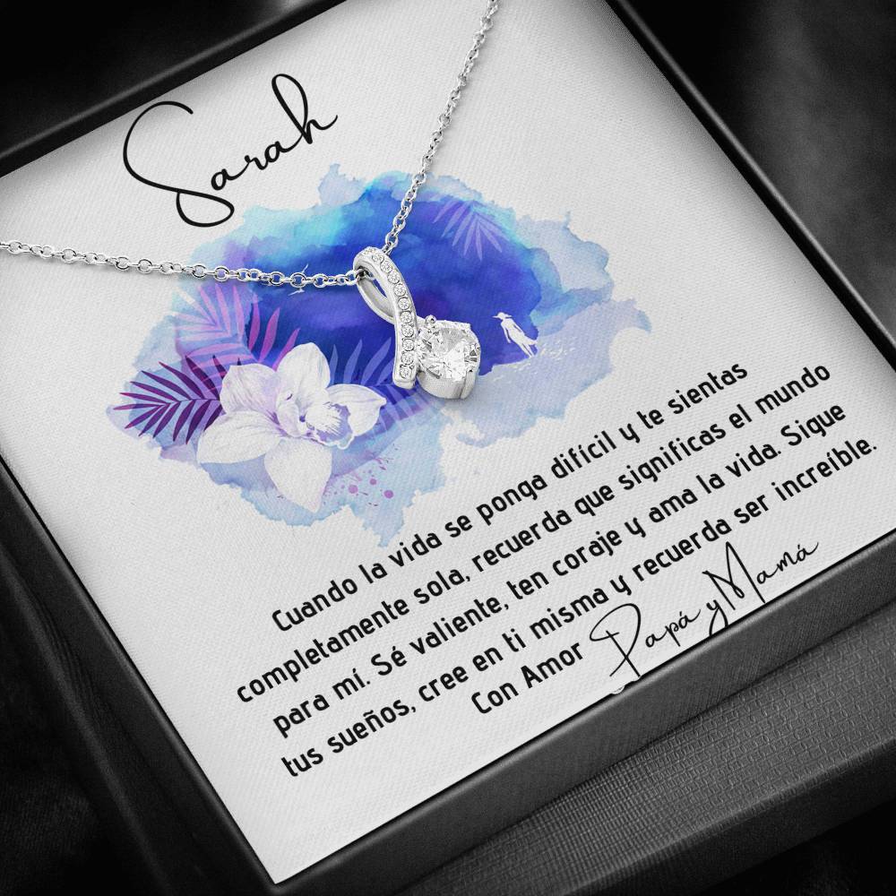 Collar para regalar a Hija, esposa, Mamá, Suegra - Collar Lazo con piedra para la persona que amas y decirle que estás con ella aunque estén lejos. Jewelry/AlluringBeauty 