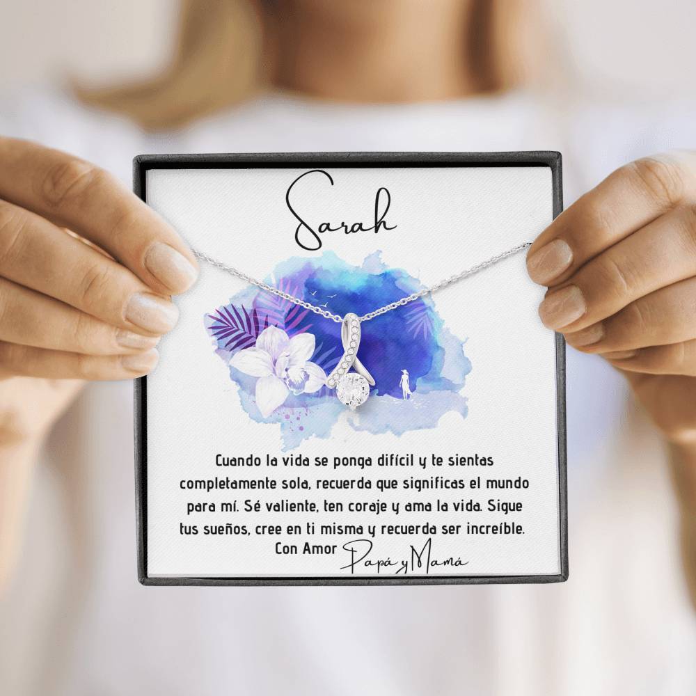 Collar para regalar a Hija, esposa, Mamá, Suegra - Collar Lazo con piedra para la persona que amas y decirle que estás con ella aunque estén lejos. Jewelry/AlluringBeauty 