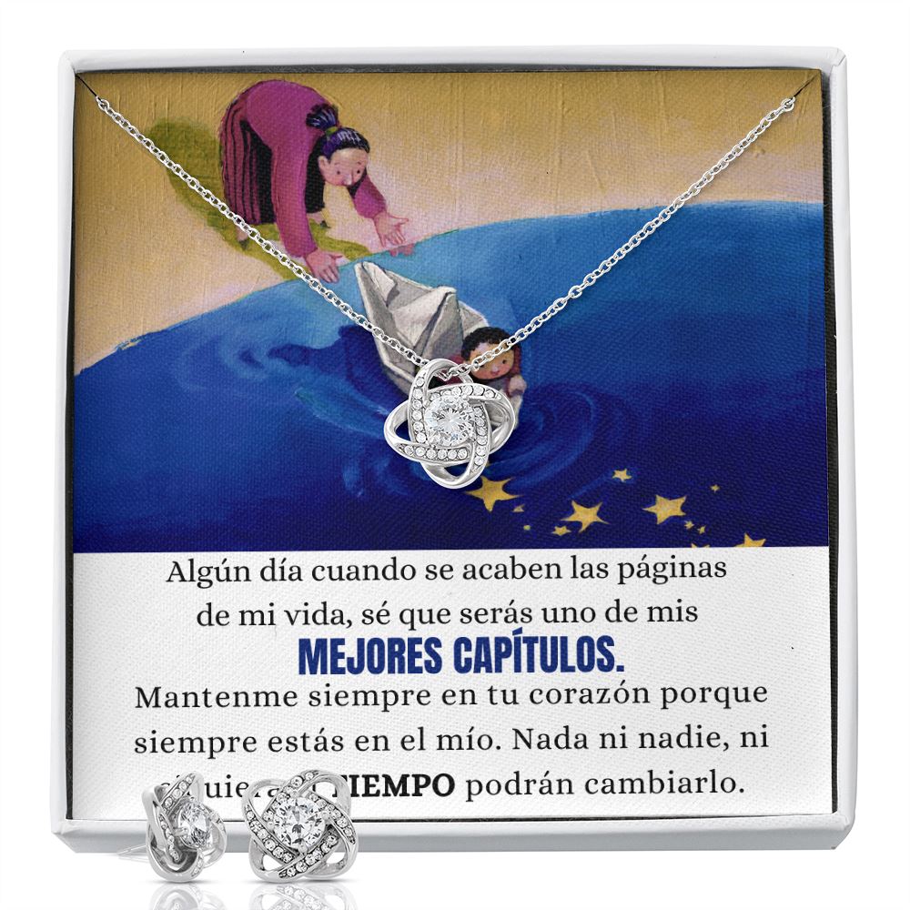 Collar para regalar a Hija, Hijastra, Nieta... - Collar Love Knot (Nudo de Amor) con Aretes. Jewelry/LoveKnot 