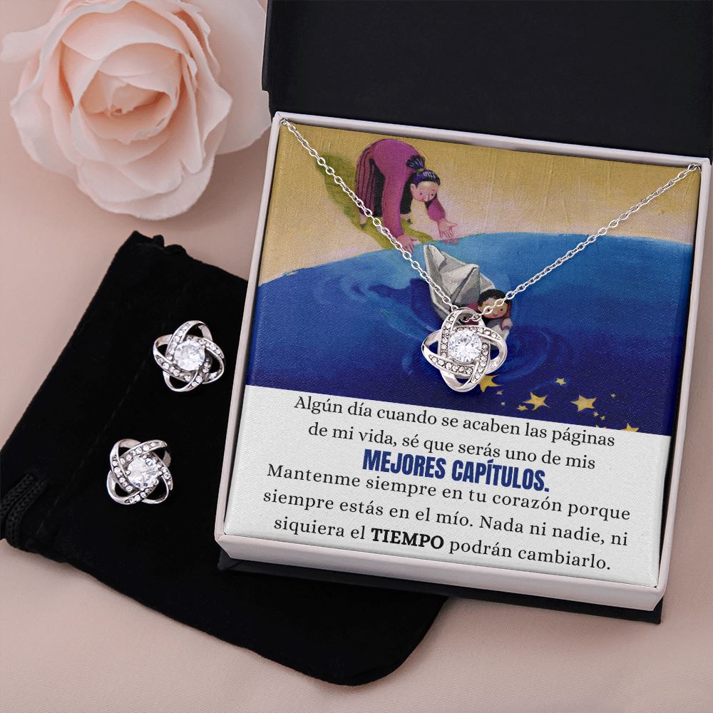 Collar para regalar a Hija, Hijastra, Nieta... - Collar Love Knot (Nudo de Amor) con Aretes. Jewelry/LoveKnot 