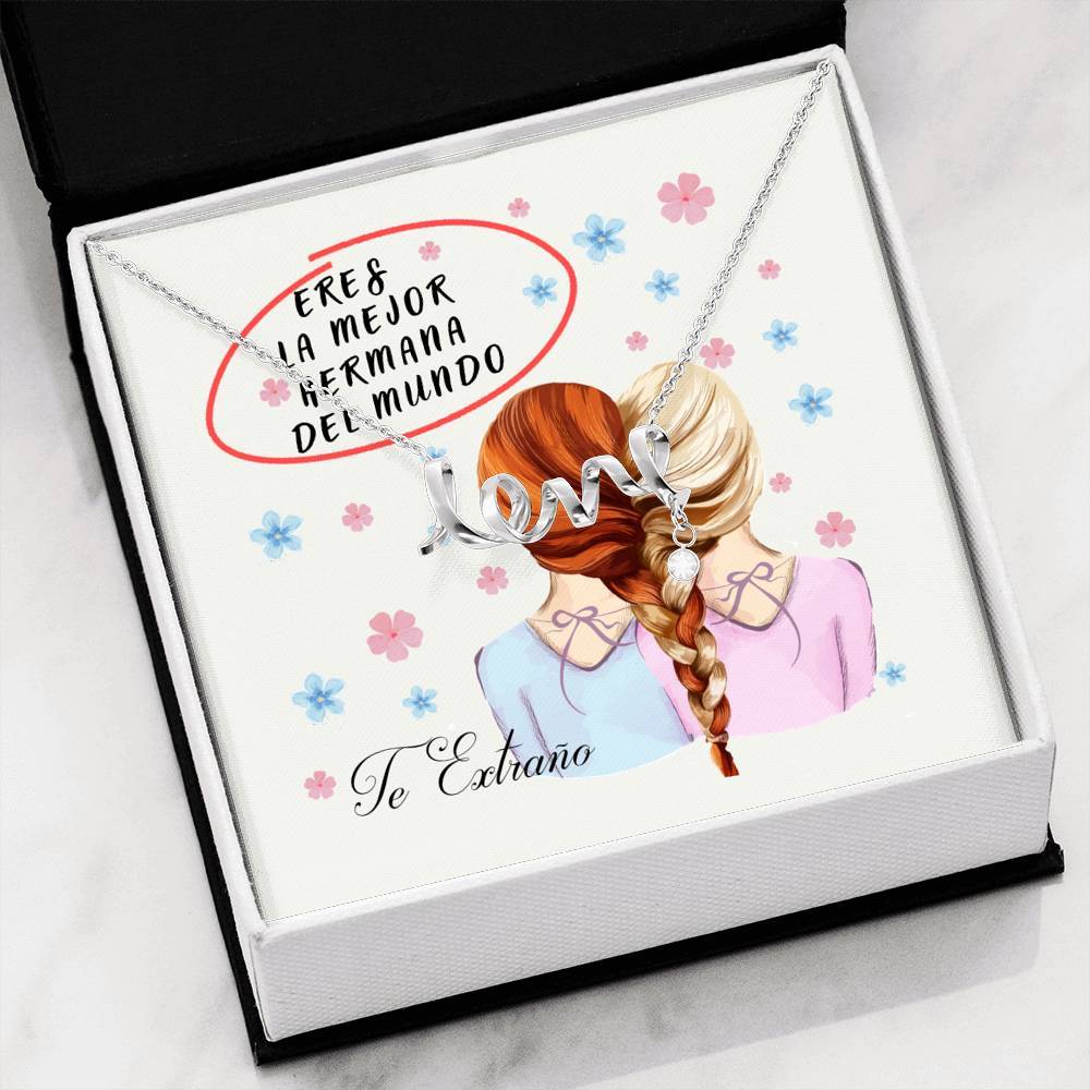 Collar para regalar a la Hermana: Eres la mejor hermana del Mundo - Collar con palabra LOVE escrita Jewelry 