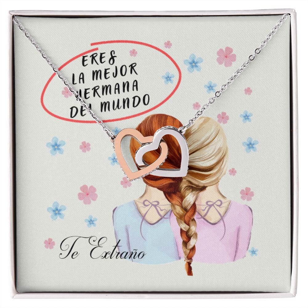 Collar para regalar a la Hermana: Eres la mejor hermana del Mundo - Collar Dos corazones 14K Jewelry Interlocking Heart Necklace 