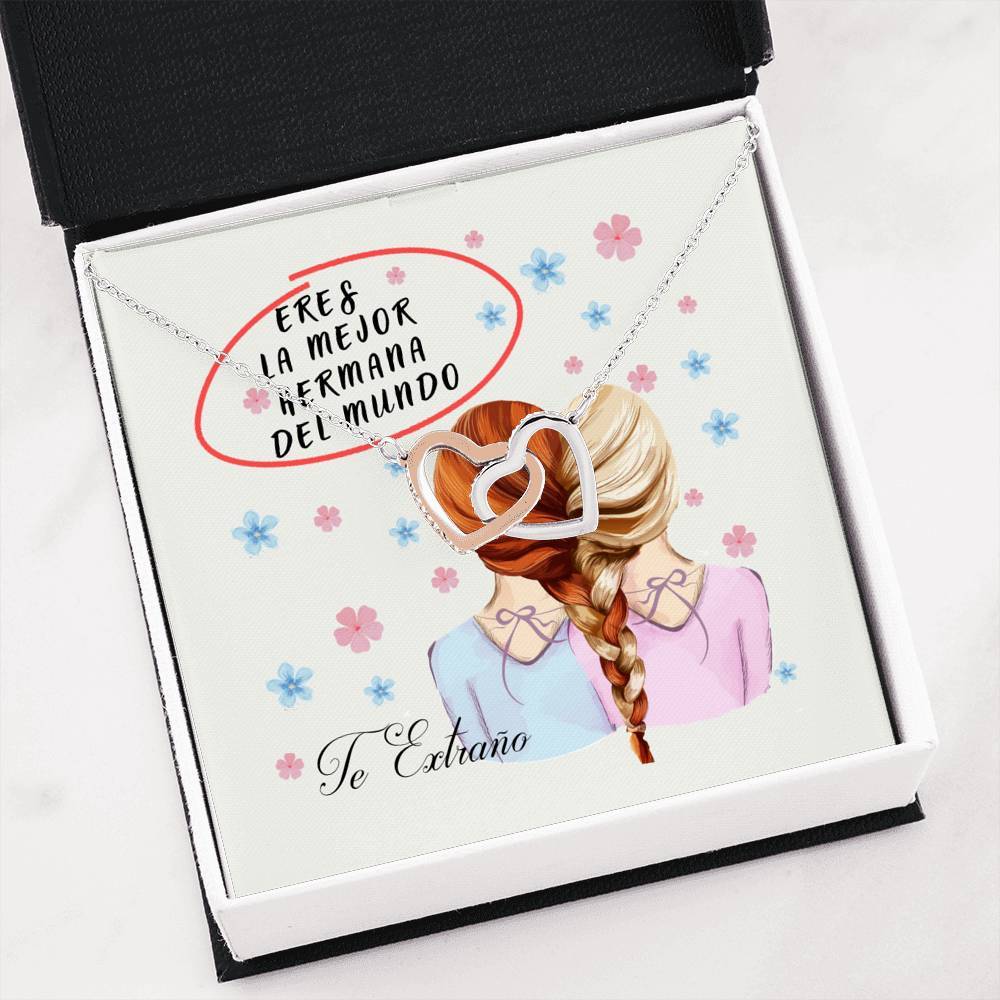 Collar para regalar a la Hermana: Eres la mejor hermana del Mundo - Collar Dos corazones 14K Jewelry 