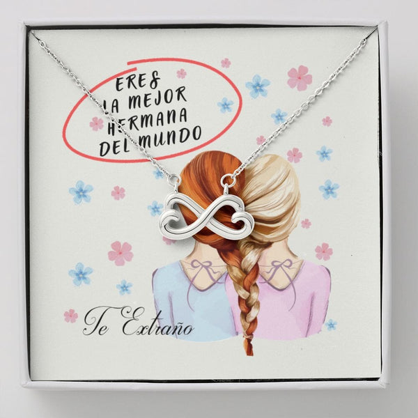 Collar para regalar a la Hermana: Eres la mejor hermana del Mundo - Infinito Corazón Collar Jewelry 14k White Gold Finish 
