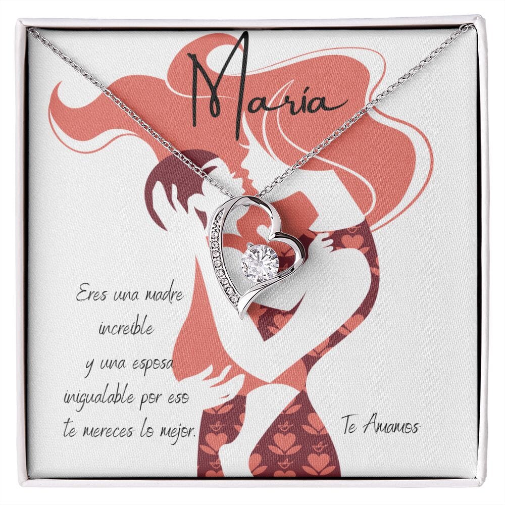 Collar para Regalar a la mejor esposa y mamá. Escribe el nombre de ella. Collar Forever Love. Jewelry/ForeverLove 14k White Gold Finish 