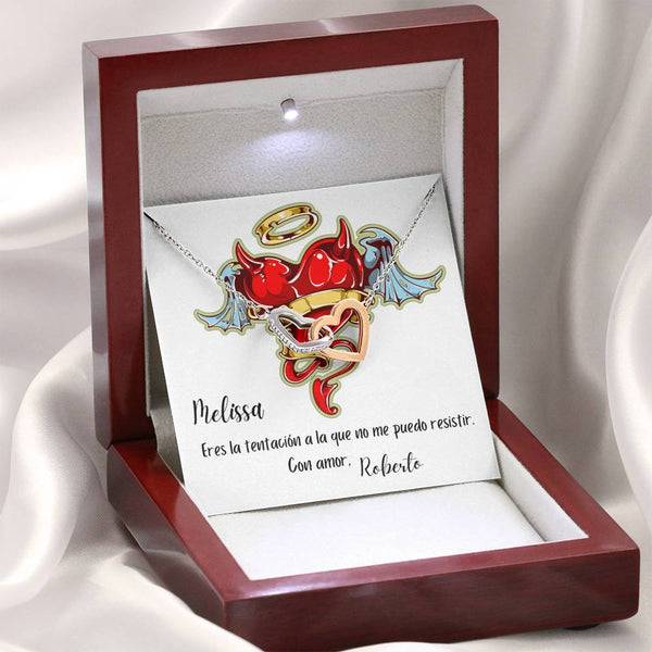 Collar para regalar a la mujer de tu vida - Collar 2 corazones con tarjeta de regalo Jewelry 