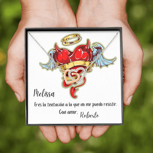 Collar para regalar a la mujer de tu vida - Collar 2 corazones con tarjeta de regalo Jewelry 