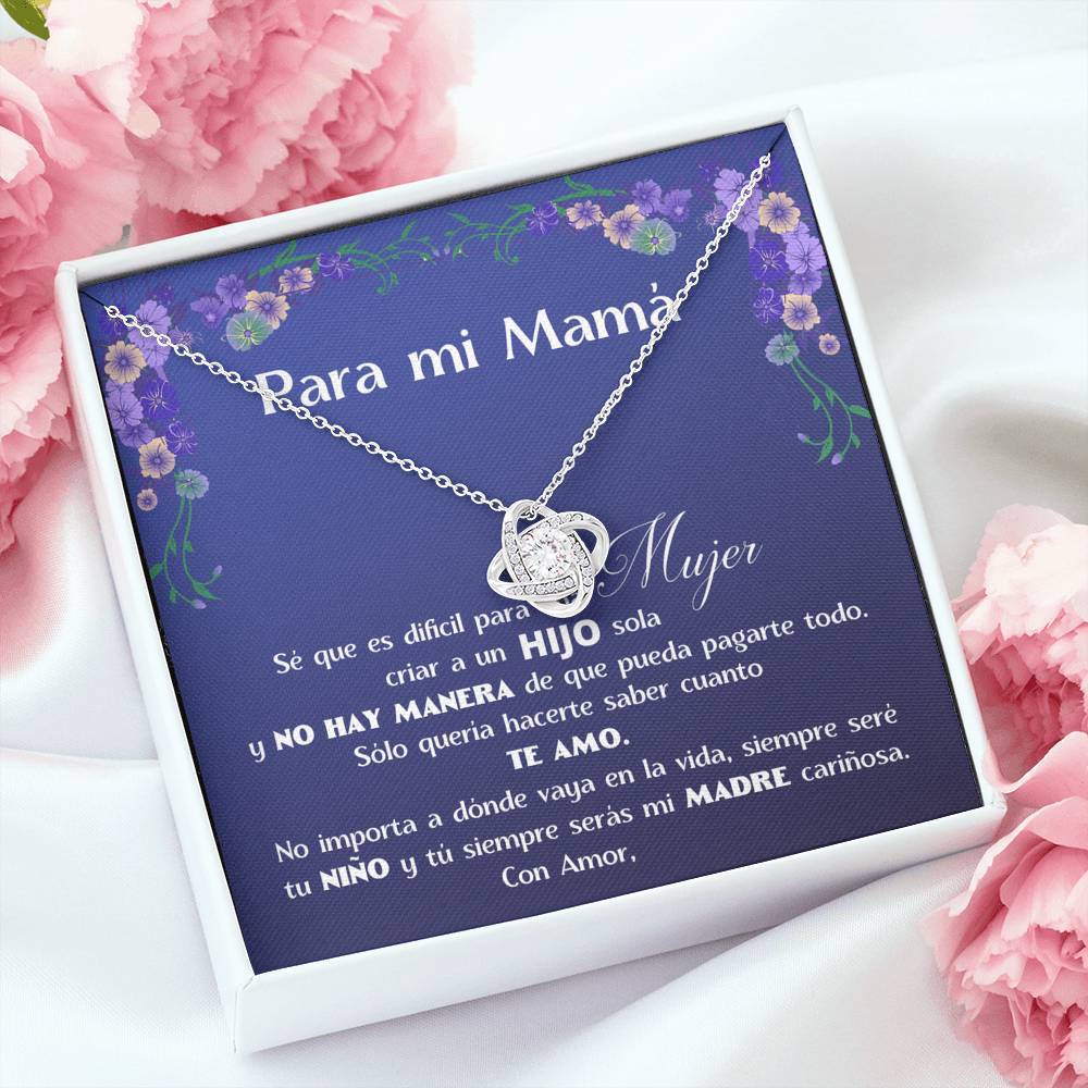 Collar para Regalar a Mamá de parte de su Hijo - Collar Nudo de Amor con Caja de regalo y Tarjeta personalizada Jewelry/LoveKnot 