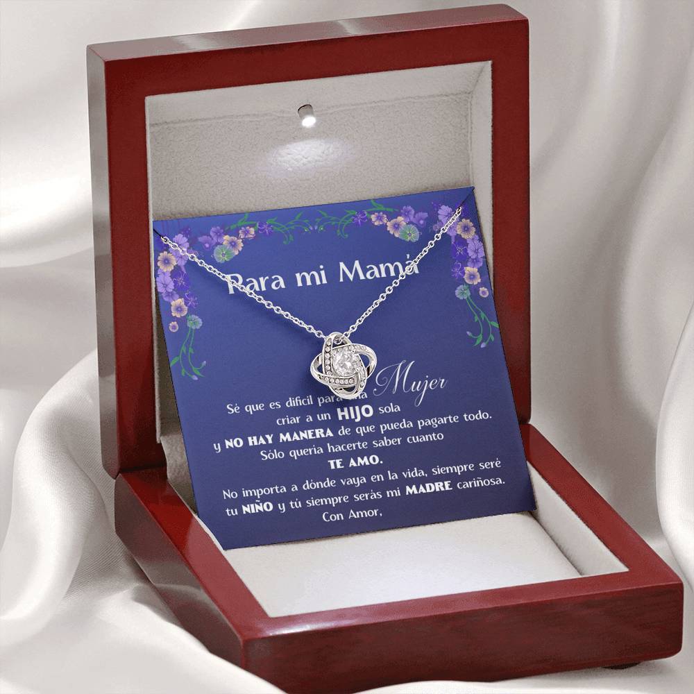 Collar para Regalar a Mamá de parte de su Hijo - Collar Nudo de Amor con Caja de regalo y Tarjeta personalizada Jewelry/LoveKnot 