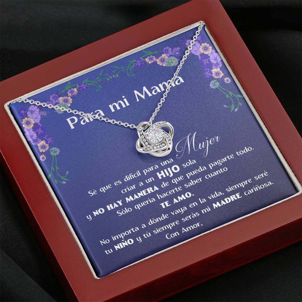 Collar para Regalar a Mamá de parte de su Hijo - Collar Nudo de Amor con Caja de regalo y Tarjeta personalizada Jewelry/LoveKnot 