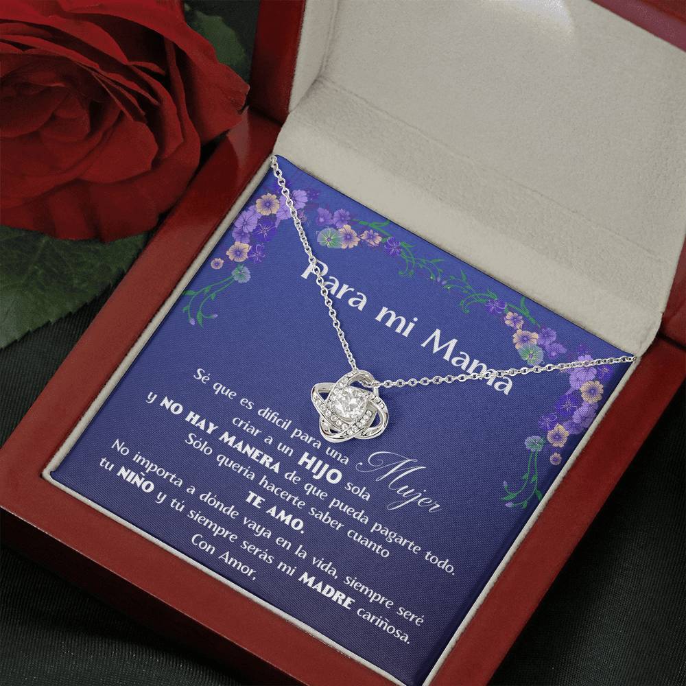 Collar para Regalar a Mamá del Hijo - Collar Nudo de Amor con Caja de regalo y Tarjeta personalizada Jewelry ShineOn Fulfillment Caja de Lujo de Madera con Luz Mahogany 