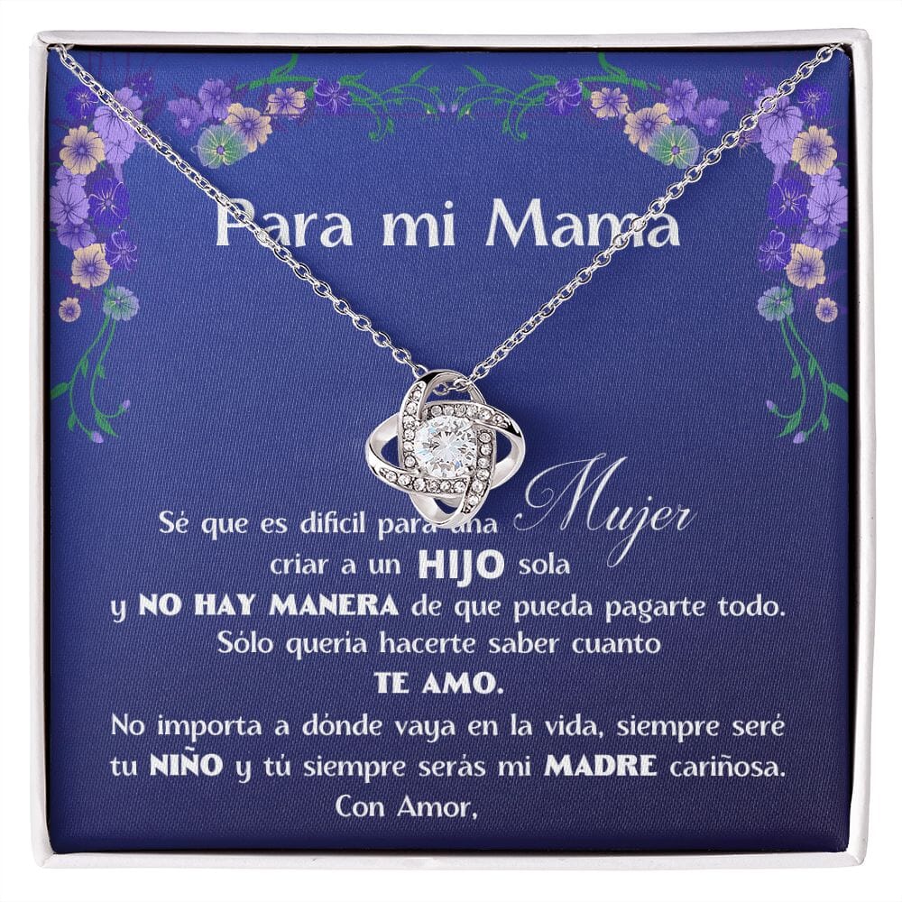 Collar para Regalar a Mamá de parte de su Hijo - Collar Nudo de Amor con Caja de regalo y Tarjeta personalizada Jewelry/LoveKnot Caja de regalo Incluida 