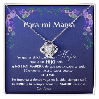 Collar para Regalar a Mamá de parte de su Hijo - Collar Nudo de Amor con Caja de regalo y Tarjeta personalizada Jewelry/LoveKnot Caja de regalo Incluida 