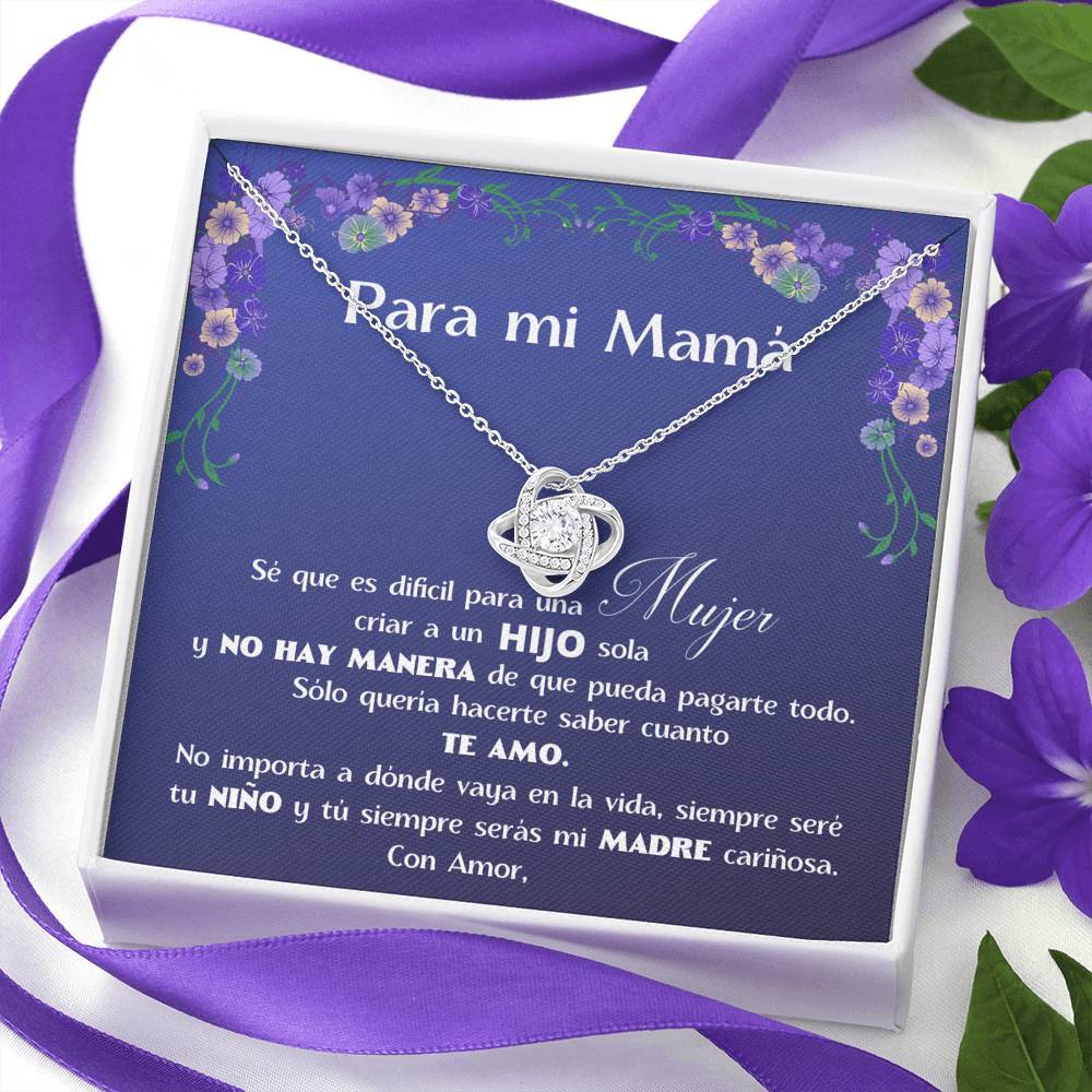 Collar para Regalar a Mamá de parte de su Hijo - Collar Nudo de Amor con Caja de regalo y Tarjeta personalizada Jewelry/LoveKnot 