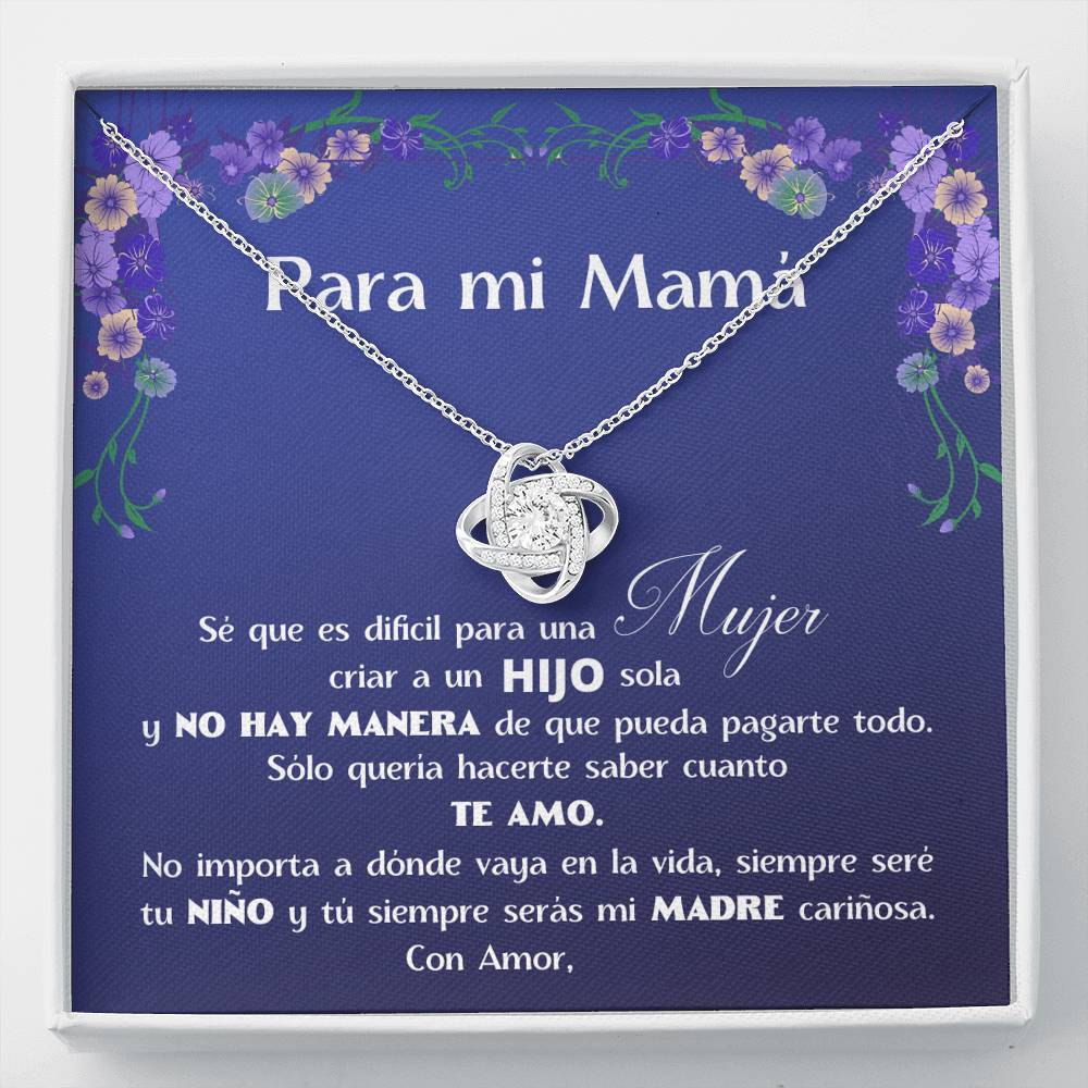 Collar para Regalar a Mamá de parte de su Hijo - Collar Nudo de Amor con Caja de regalo y Tarjeta personalizada Jewelry/LoveKnot 