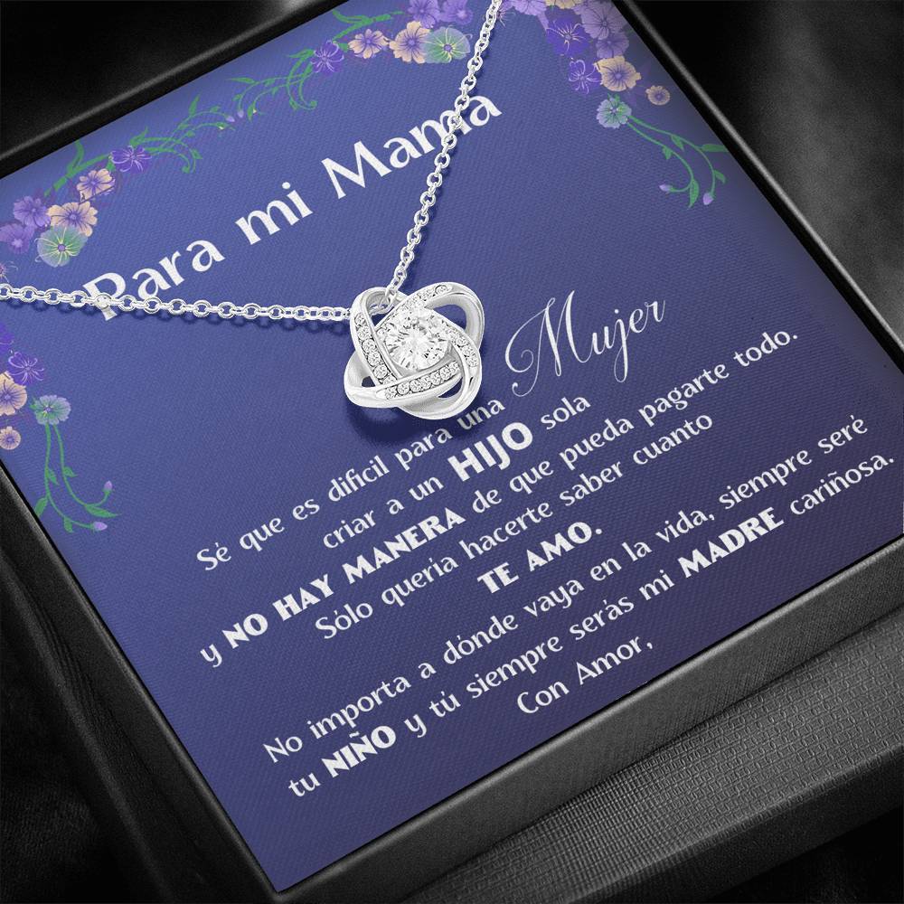 Collar para Regalar a Mamá de parte de su Hijo - Collar Nudo de Amor con Caja de regalo y Tarjeta personalizada Jewelry/LoveKnot 