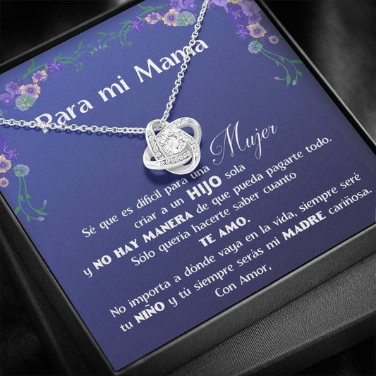Collar para Regalar a Mamá de parte de su Hijo - Collar Nudo de Amor con Caja de regalo y Tarjeta personalizada Jewelry/LoveKnot 