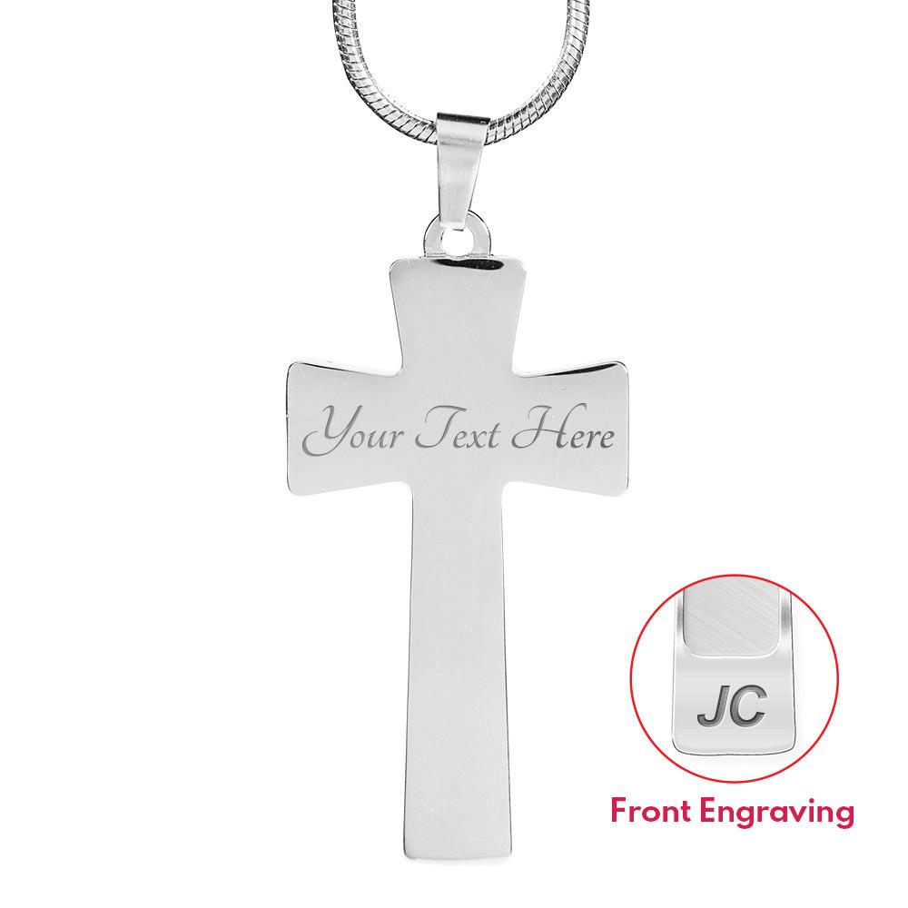 Collar para regalar a Papá en forma de Cruz: Echa toda tu Ansiedad sobre Dios porque Él cuida de Ti. Fondo Azul Jewelry Cross with Luxury Necklace Yes 