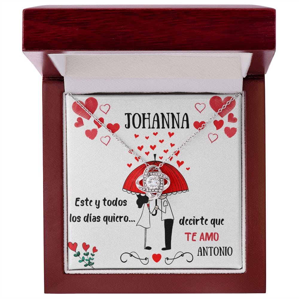 Collar para regalar a tu amor - Este y todos los días quiero… - Collar Nudo de Amor. Jewelry/LoveKnot Caja de Lujo de Madera con Luz Mahogany 