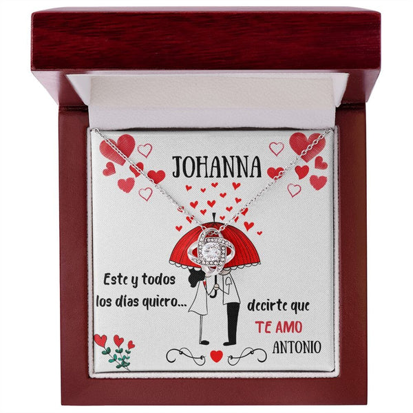 Collar para regalar a tu amor - Este y todos los días quiero… - Collar Nudo de Amor. Jewelry/LoveKnot Caja de Lujo de Madera con Luz Mahogany 