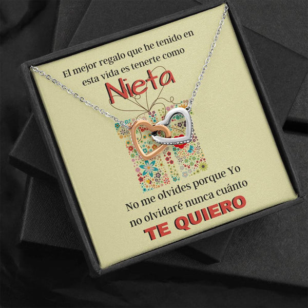 Collar para Regalar a una Nieta - El mejor regalo que he tenido en mi vida - Collar Dos Corazones Interconectados Jewelry 
