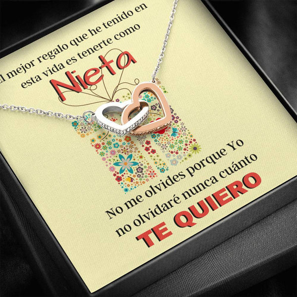 Collar para Regalar a una Nieta - El mejor regalo que he tenido en mi vida - Collar Dos Corazones Interconectados Jewelry Caja de Regalo Incluida 