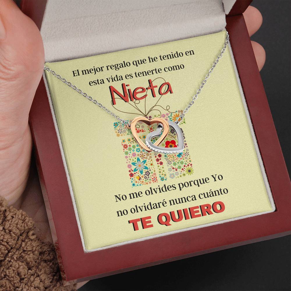 Collar para Regalar a una Nieta - El mejor regalo que he tenido en mi vida - Collar Dos Corazones Interconectados Jewelry 
