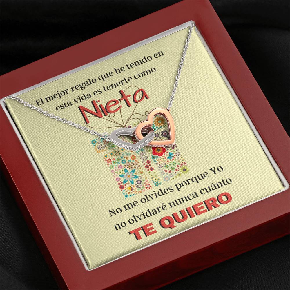 Collar para Regalar a una Nieta - El mejor regalo que he tenido en mi vida - Collar Dos Corazones Interconectados Jewelry 