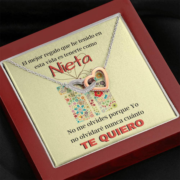 Collar para Regalar a una Nieta - El mejor regalo que he tenido en mi vida - Collar Dos Corazones Interconectados Jewelry 