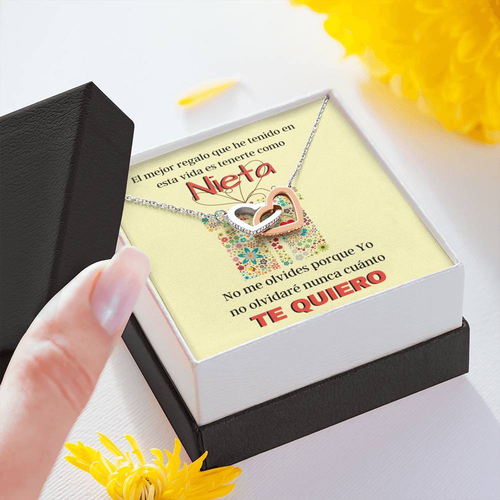 Collar para Regalar a una Nieta - El mejor regalo que he tenido en mi vida - Collar Dos Corazones Interconectados Jewelry 