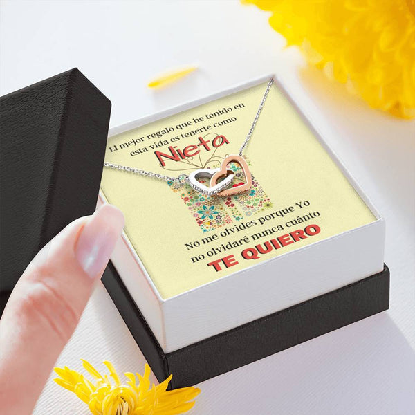 Collar para Regalar a una Nieta - El mejor regalo que he tenido en mi vida - Collar Dos Corazones Interconectados Jewelry 