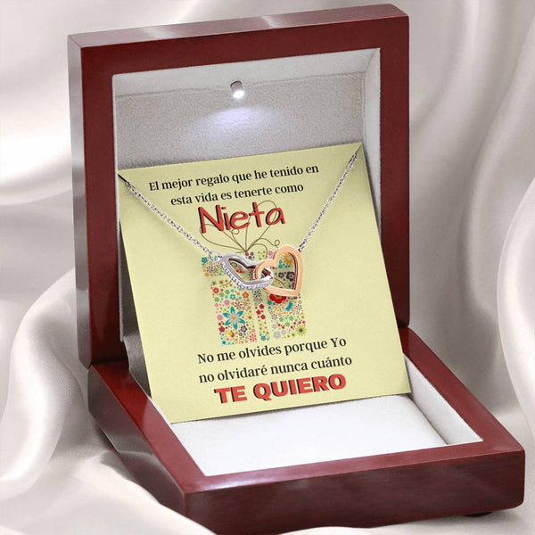 Collar para Regalar a una Nieta - El mejor regalo que he tenido en mi vida - Collar Dos Corazones Interconectados Jewelry 