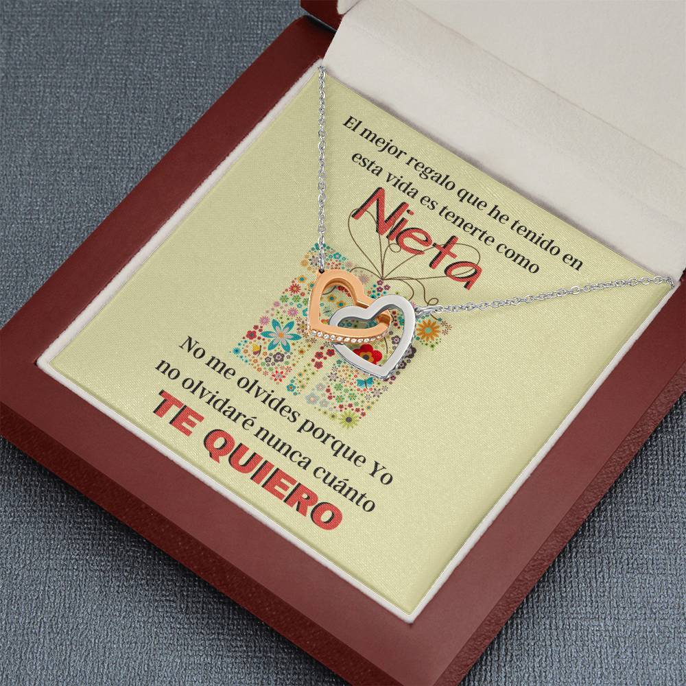 Collar para Regalar a una Nieta - El mejor regalo que he tenido en mi vida - Collar Dos Corazones Interconectados Jewelry 