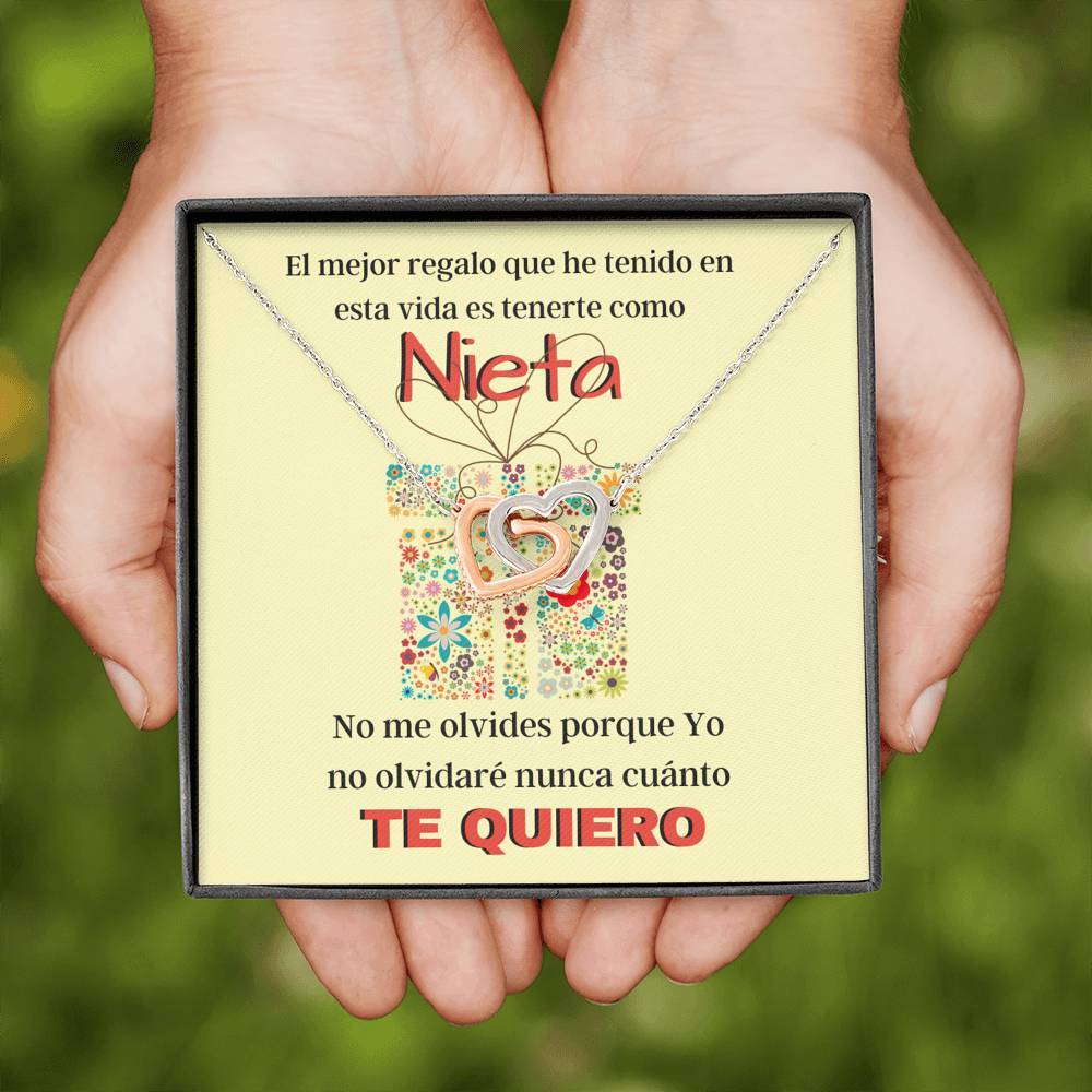 Collar para Regalar a una Nieta - El mejor regalo que he tenido en mi vida - Collar Dos Corazones Interconectados Jewelry 