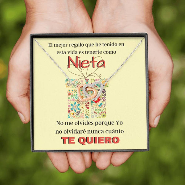 Collar para Regalar a una Nieta - El mejor regalo que he tenido en mi vida - Collar Dos Corazones Interconectados Jewelry 