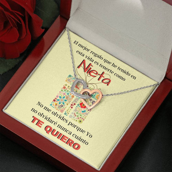 Collar para Regalar a una Nieta - El mejor regalo que he tenido en mi vida - Collar Dos Corazones Interconectados Jewelry 
