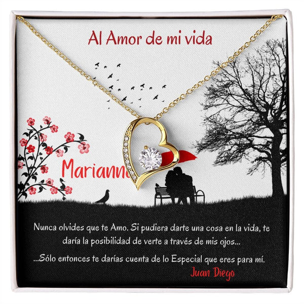 Collar para regalar al Amor de Mi vida - Collar Por Siempre Amor - Especial para esa persona que Amas Jewelry 18k Yellow Gold Finish 