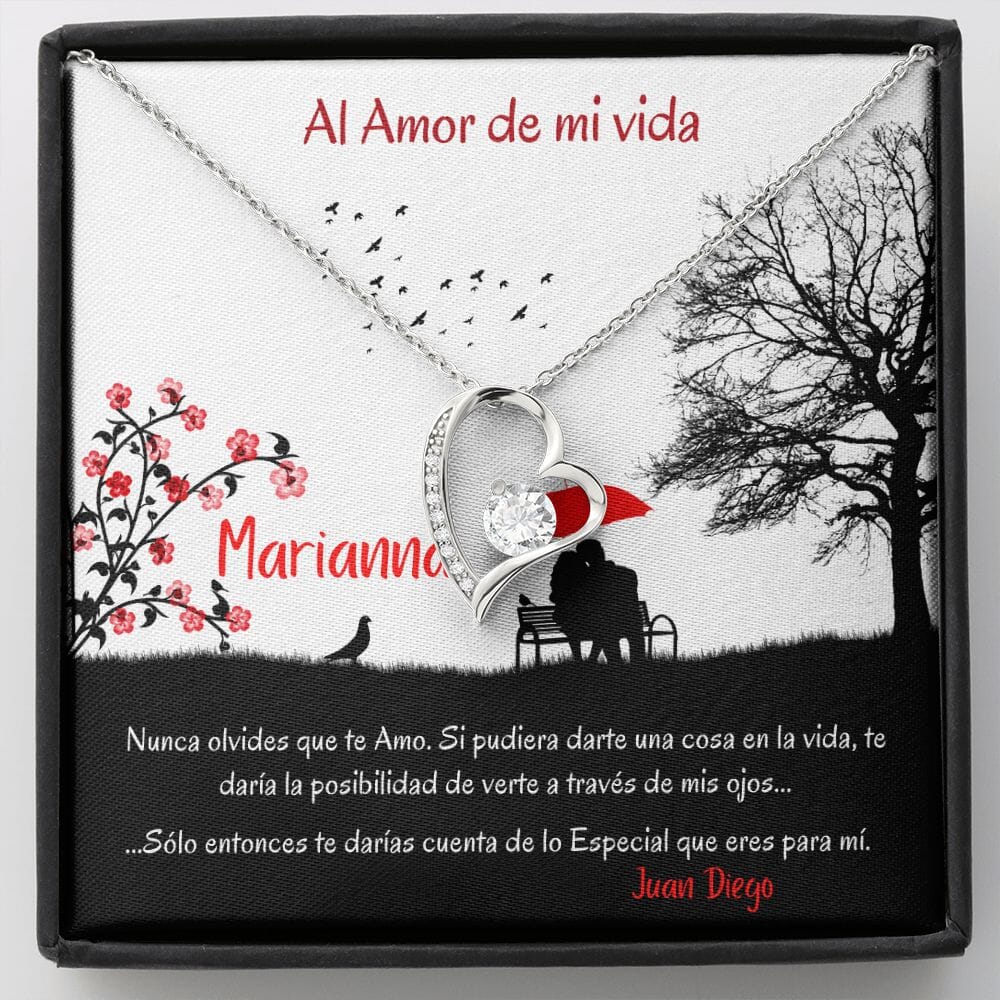 Collar para regalar al Amor de Mi vida - Collar Por Siempre Amor - Especial para esa persona que Amas Jewelry 14k White Gold Finish 