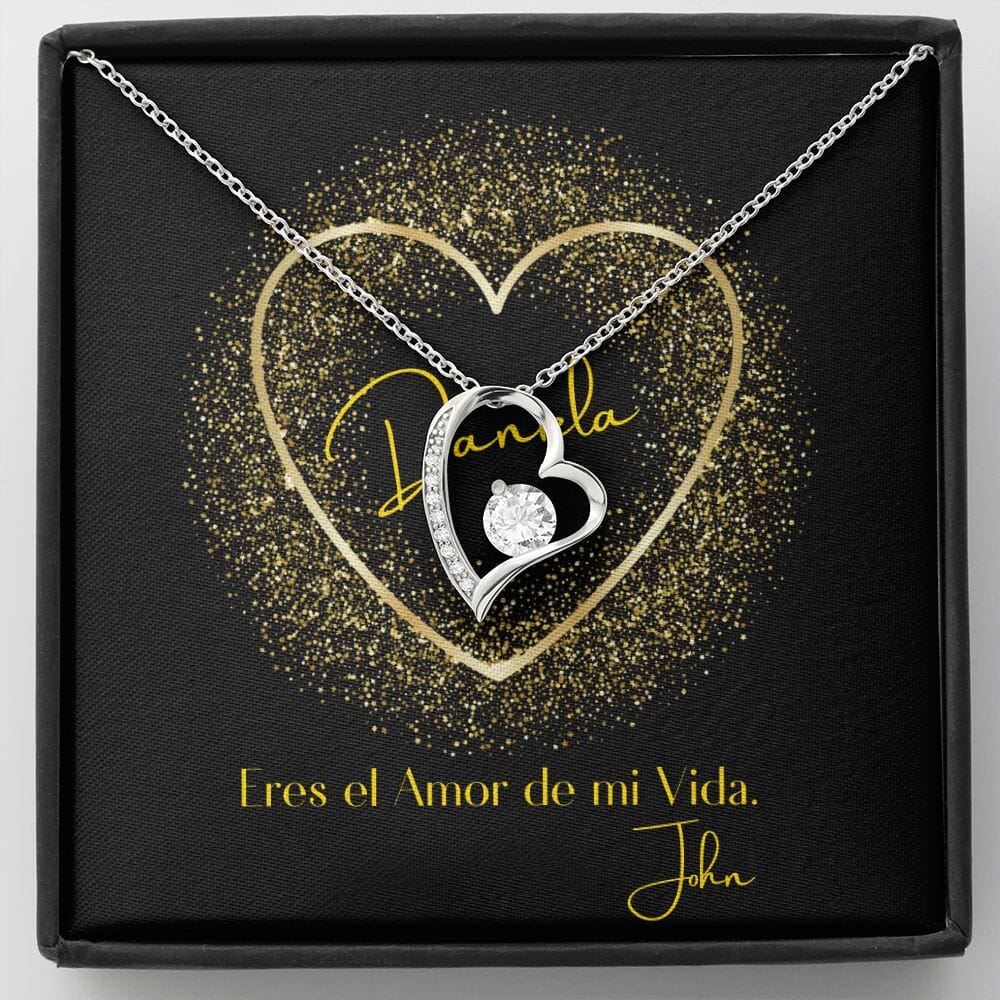 Collar para regalar al Amor de Mi vida - Collar Por Siempre Amor- Jewelry 14k White Gold Finish 
