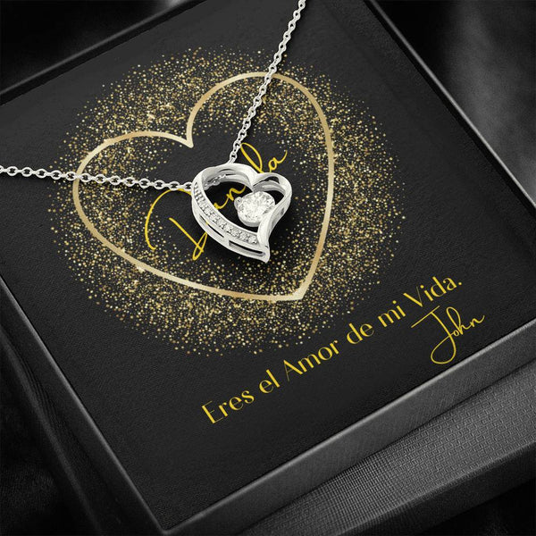 Collar para regalar al Amor de Mi vida - Collar Por Siempre Amor- Jewelry ShineOn Fulfillment 14k White Gold Finish 