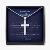 Collar para regalar al Hijo de parte de mamá. Tarjeta Personalizada y Cruz con Grabado Jewelry/EngravedCross ShineOn Fulfillment 