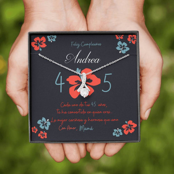 Collar para Regalar de Cumpleaños para esposa, hija, mamá, hermana, prima, amiga. Collar Lazo con Piedra. Personalízalo con los nombres. Jewelry 