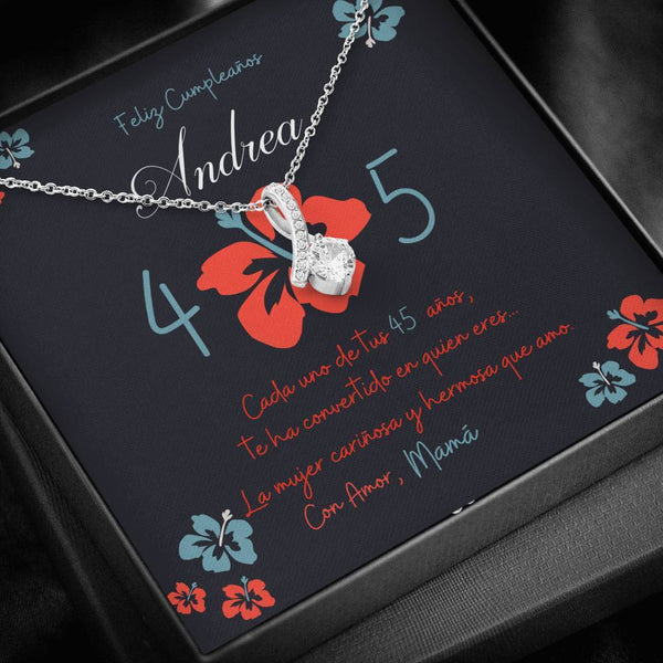 Collar para Regalar de Cumpleaños para esposa, hija, mamá, hermana, prima, amiga. Collar Lazo con Piedra. Personalízalo con los nombres. Jewelry 