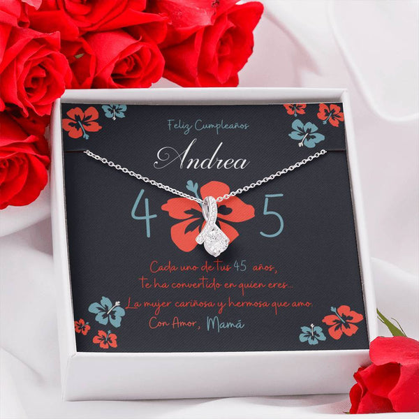 Collar para Regalar de Cumpleaños para esposa, hija, mamá, hermana, prima, amiga. Collar Lazo con Piedra. Personalízalo con los nombres. Jewelry 