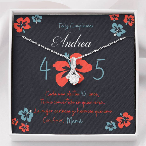 Collar para Regalar de Cumpleaños para esposa, hija, mamá, hermana, prima, amiga. Collar Lazo con Piedra. Personalízalo con los nombres. Jewelry 