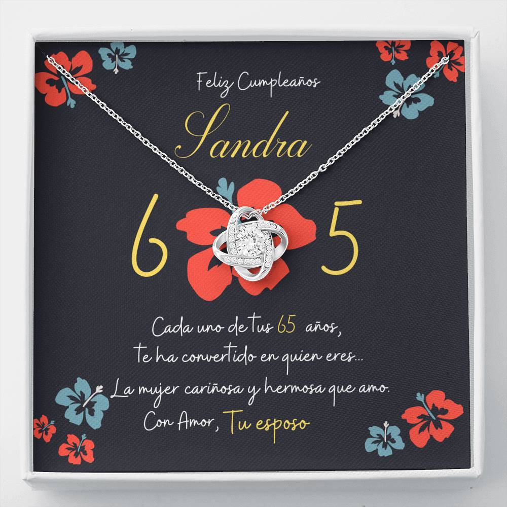 Collar para Regalar de Cumpleaños para esposa, hija, mamá, hermana, prima, amiga. Collar Nudo de Amor. Personalízalo con los nombres. Jewelry/LoveKnot 14K White Gold Finish 
