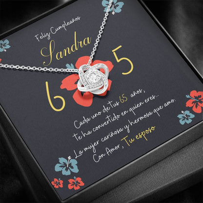 Collar para Regalar de Cumpleaños para esposa, hija, mamá, hermana, prima, amiga. Collar Nudo de Amor. Personalízalo con los nombres. Jewelry/LoveKnot 