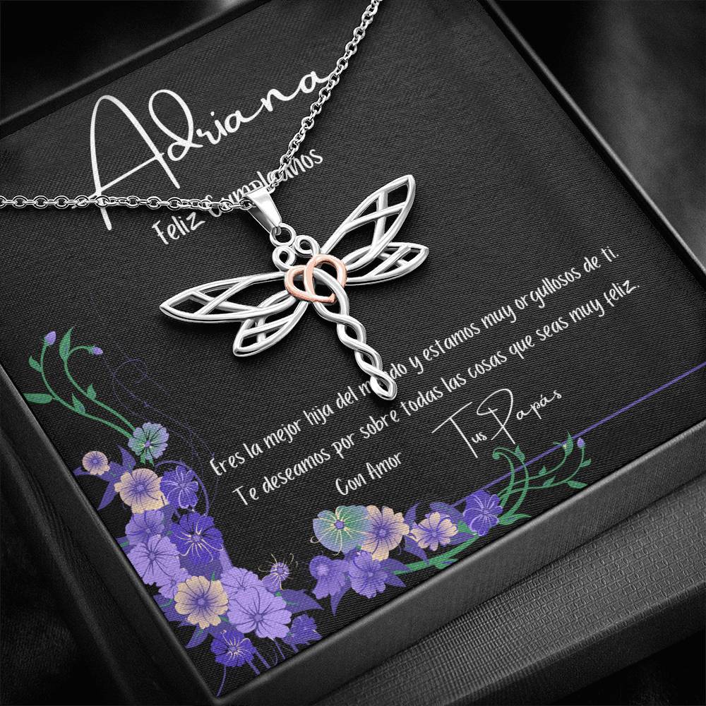 Collar para regalar en el cumpleaños de tu hija. Collar con Libélula Jewelry 