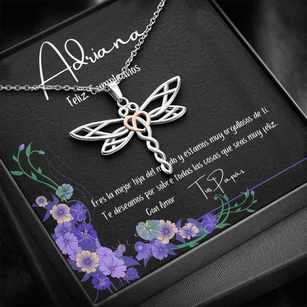 Collar para regalar en el cumpleaños de tu hija. Collar con Libélula Jewelry 