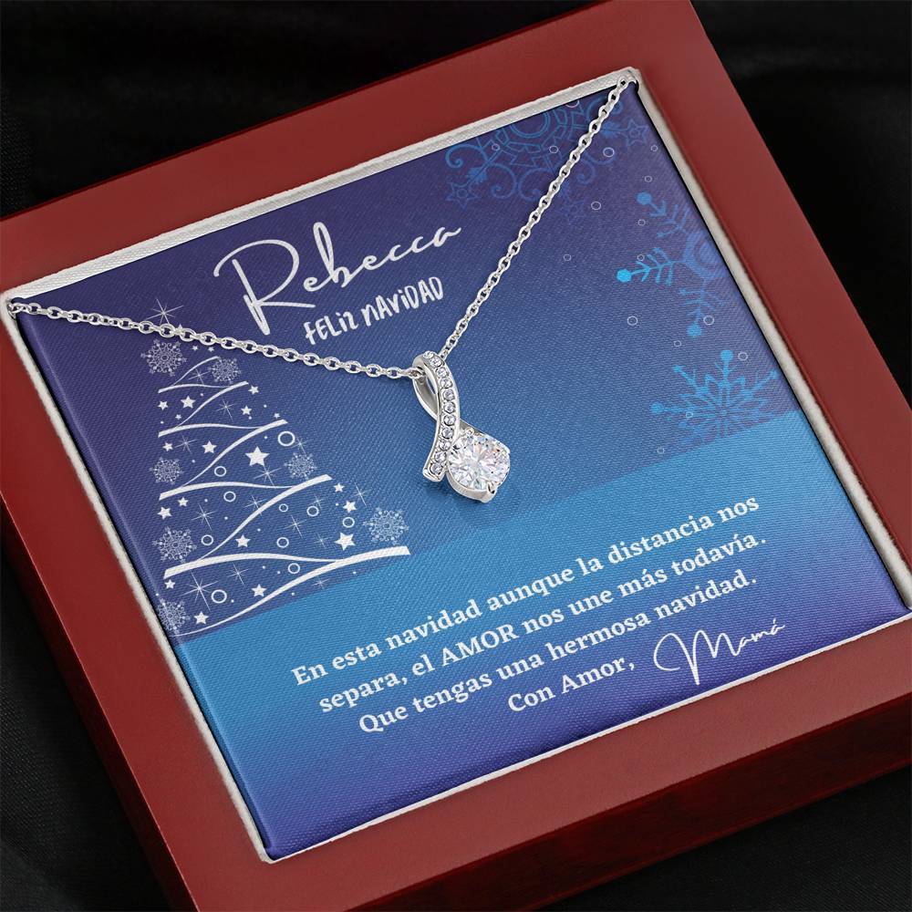 Collar para regalar en esta Navidad - Collar Lazo con Piedra. Collar con tarjeta personalizada. Jewelry ShineOn Fulfillment Mahogany Style Luxury Box 